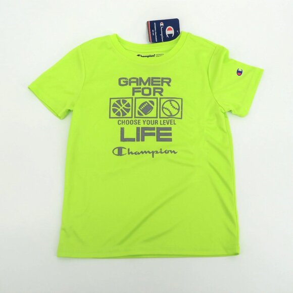 Champion Youth Gamer For Life Neon Green T-Shirt 5/6 NWT - Picture 1 of 3